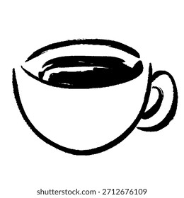 Vector hand-drawn illustration of coffee with brush strokes.