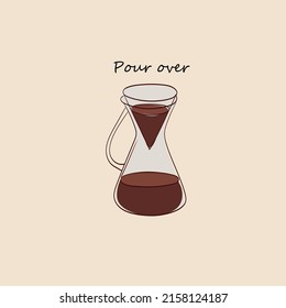 Vector hand-drawn illustration of coffee pour-over maker icon