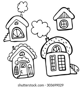 Vector hand-drawn illustration with  cute gingerbread house