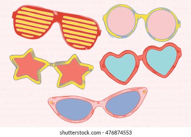 Vector hand-drawn illustration with  cute glasses for holiday 