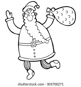Vector hand-drawn illustration with  cute Santa Claus