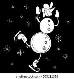 Vector hand-drawn illustration with  cute snowman