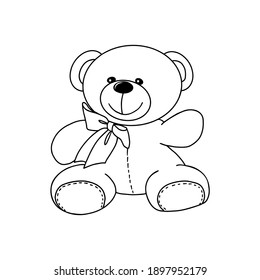 Vector hand  drawn illustration cute teddy bear  Gift toy for Valentines day  birthday  Christmas  holiday 