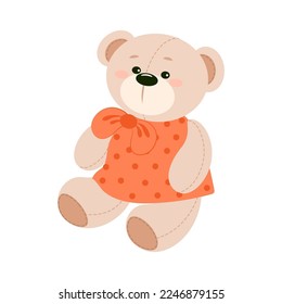 Ilustración de un oso de peluche lindo dibujada a mano por vectores. Juguete de regalo para San Valentín, cumpleaños, Navidad, vacaciones. Doodle.