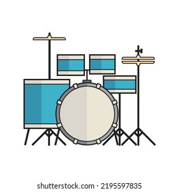 Vector Hand-drawn Illustration Of A Drum Kit. Isolated On White. Drum, Doodle Style. Hand Drawing. Eps2