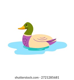 Handgezeichnete Vektorgrafik einer Ente. Skizze eines Teichvogels.