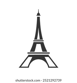 Ilustração à mão desenhada em vetor da Torre Eiffel em silhueta preta. Uma representação de Paris. Um desenho à tinta antigo usado como logotipo, ícone ou design
