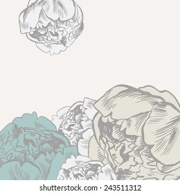 Vector hand-drawn illustration with flower and bird, wedding style