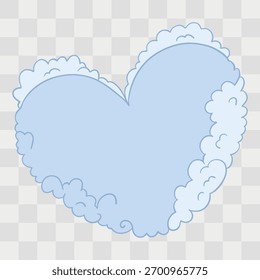 Handgezeichnete Vektorgrafik von flauschigen Herzwolken, die am Himmel treiben. Ein romantisches und leichtes Design symbolisiert Liebe 