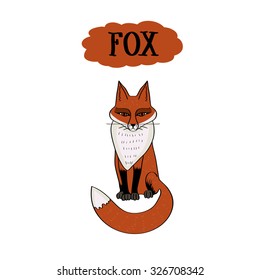 Vector hand-drawn illustration of fox
