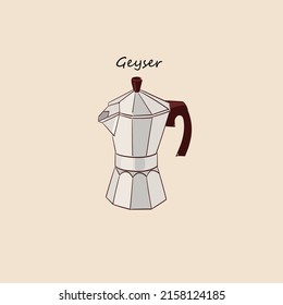 Vector hand-drawn illustration of a geyser coffee maker