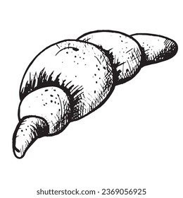 Vector hand-drawn illustration in graphic style. Fresh croissant. Vector hand-drawn vintage engraving illustration hand-drawn, for poster, label and menu bakery, cafe.