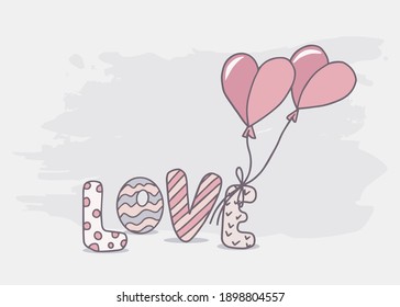 Ilustración dibujada a mano por vectores. Tarjeta de saludo para San Valentín, cumpleaños, vacaciones.