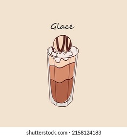 Vector hand-drawn illustration of hot glace coffee