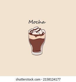 Vector hand-drawn illustration of hot mocha coffee