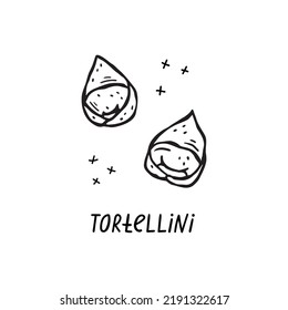 Vector hand-drawn illustration of Italian cuisine. Tortellini.