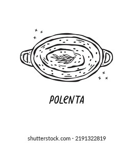 Vector hand-drawn illustration of Italian cuisine. Polenta.