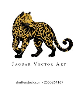 Vector hand-drawn illustration of Jaguar, A wild animal vector art, A very beautiful vector art of wildcat