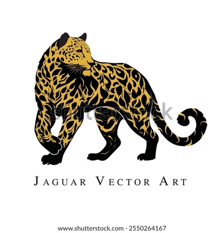 Vector hand-drawn illustration of Jaguar, A wild animal vector art, A very beautiful vector art of wildcat