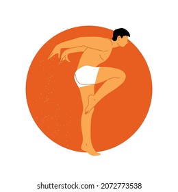 Ilustración vectorial hecha a mano con el hombre en posición de baile moderno.