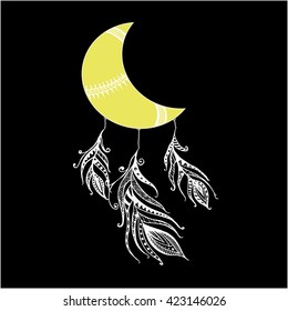 Vector  handdrawn illustration of Moon in doodle style