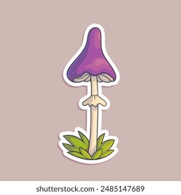 Vector hand-drawn illustration of mushroom isolated on white background. Funny cartoon sticker in doodle style.

