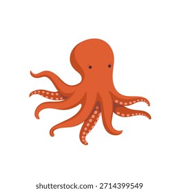 Vector dibujado a mano ilustración de un pulpo. Bosquejo de un animal marino en estilo de dibujos animados.