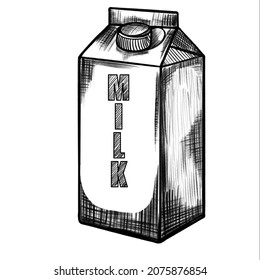 handgezeichnete Vektorgrafik eines Milchpakets, Doodle-Stil