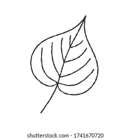 Ilustración con vectores de una hoja de planta en el estilo Doodle. Un contorno vacío aislado en un fondo blanco. Diseño sencillo para la reserva de recortes, libros de colores y diseño temático.