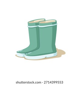 Vector hand-drawn illustration of rubber boots. Sketch of Waterproof footwear
