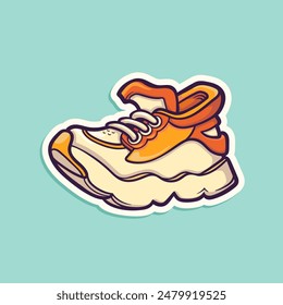Vector hand-drawn illustration of sneakers isolated on a white background. Funny doodle-style shoes for cartoon sticker design.