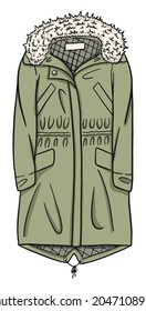 Vektorgrafik, handgezeichnet. Winterkleidung doodle der Jacke. Idee für Symbole, Illustrationen, Muster, Hintergründe und Aufkleber.
