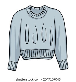 Vector hand-drawn illustration. Winter clothes doodle of jumper. Idea for icons, illustrations, pattern, backgrounds and stickers.
