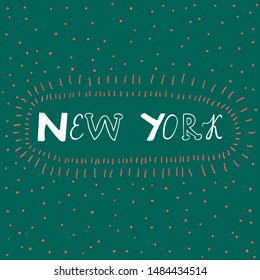 Vector handdrawn illustration with a word "New York"