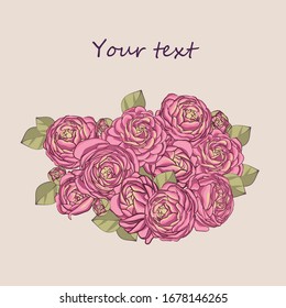 Imagen vectorial hecha a mano de flores.
Tarjeta de felicitación.
Bouquet.
