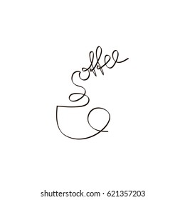 Vector hand-drawn lettering. cup of coffee