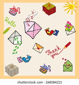 Vector Hand-Drawn letters Icons Set