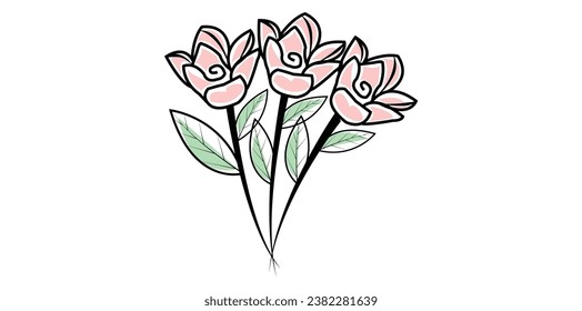 Vector hand-drawn or line art flower design