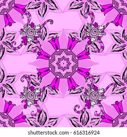 Vector hand-drawn mandala, colored abstract pattern on a background.