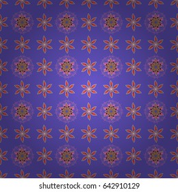 Vector hand-drawn mandala, colored abstract pattern on a blue background.