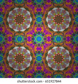 Vector hand-drawn mandala, colored abstract pattern on a background.