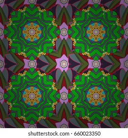 Vector hand-drawn mandala, colored abstract pattern on a background.