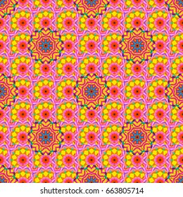 Vector hand-drawn mandala, colored abstract pattern on a background.