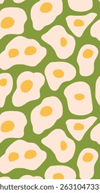 Vector hand-drawn minimalist cover design template with cartoon eggs in pastel green and yellow tones. Trendy, playful designs for social media, stationery, and branding