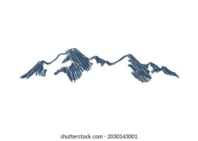 Vector handdrawn mountain sketch, wild nature, nature illustration, sketch style drawing.