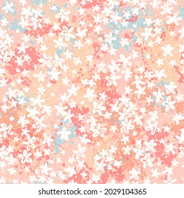 Vector hand-drawn natural ornament on textured background. Antique shabby seamless pattern for printed products like wallpapers, packaging, textiles. Modern design in trendy style.