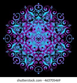 Vector hand-drawn oriental mandala, ethnic doodle mandala with colorful gradient ornament, isolated decorative template, Islam, Arabic, Indian, ottoman motifs, EPS 10