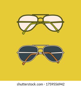 Vector hand-drawn outline isolated pair of glasses