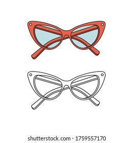 Vector hand-drawn outline isolated pair of glasses