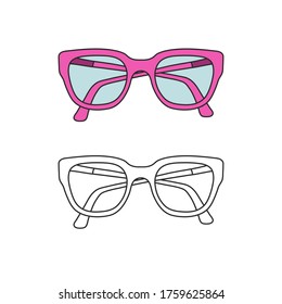 Vector hand-drawn outline isolated pair of glasses